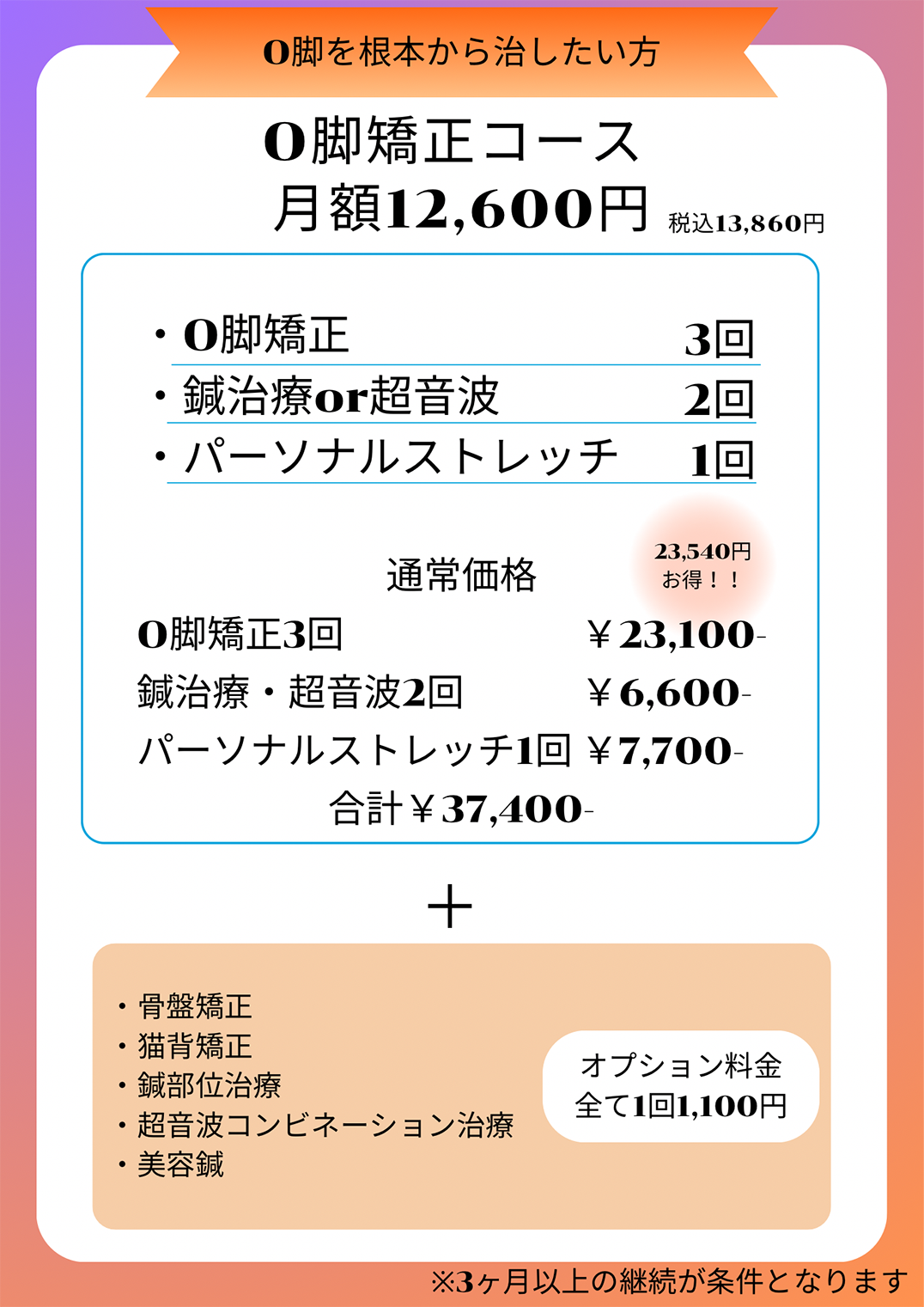 O脚矯正料金